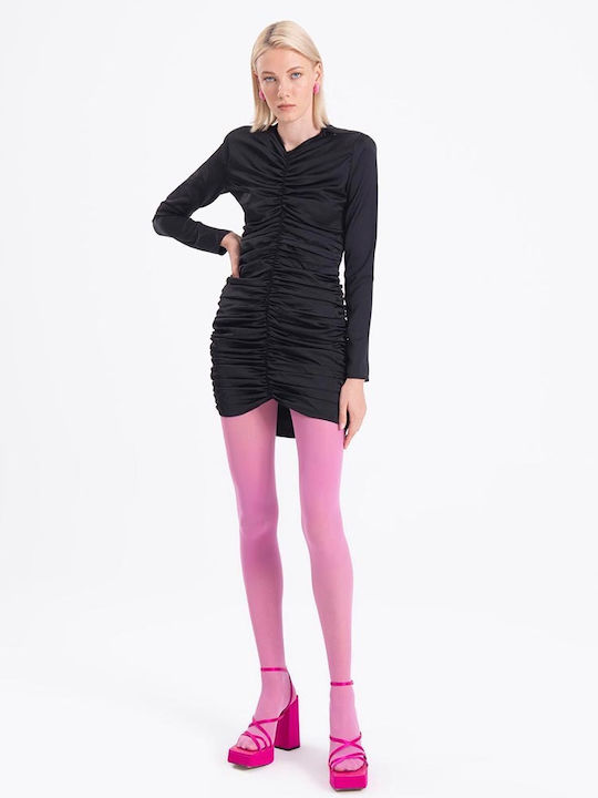 Mini Abendkleid Satin Schwarz