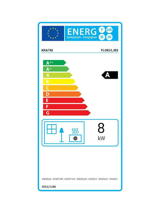 Kratki Kaminofen Holz Warmluft 8kW Linke Ecke mit einer zu öffnenden Tür Geschlossenes Ausdehnungsgefäß