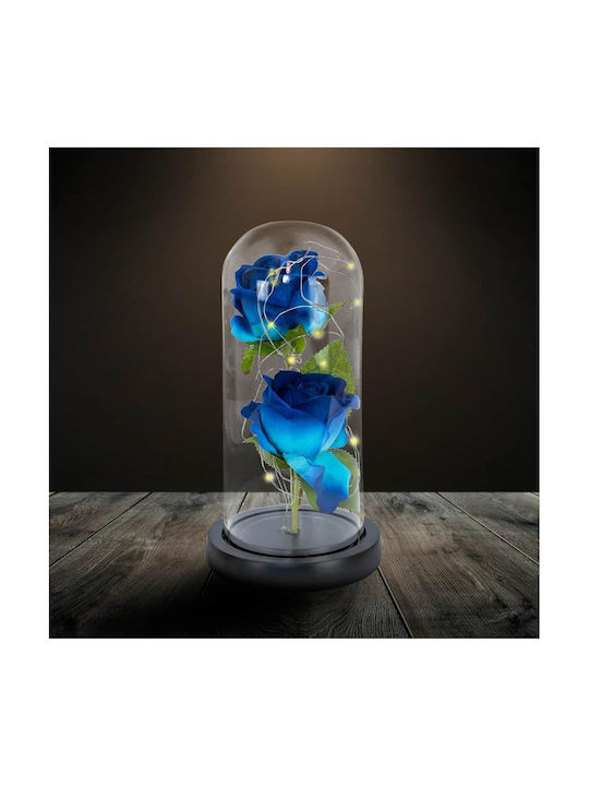 Trandafir Etern Blue 22cm cu LED 1buc