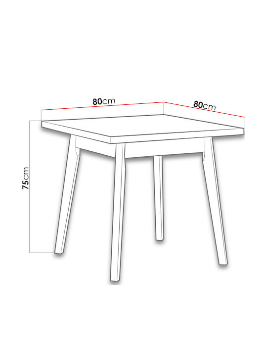 Anslo I Square Table Kitchen Wooden 80x80x75cm