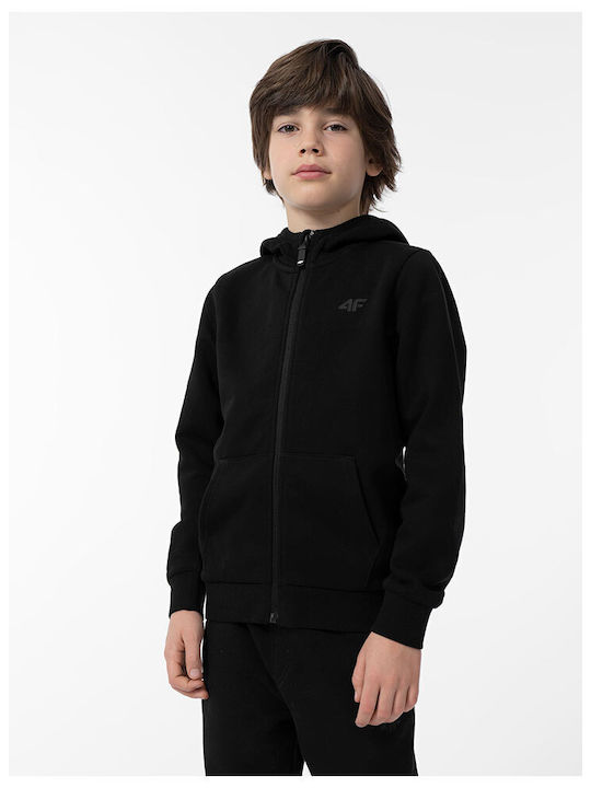 4F Kids Sweatshirt Cardigan with Hood Black