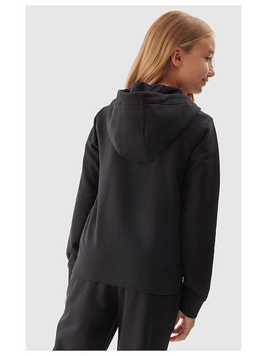 Kids Sweatshirt Cardigan Cotton with Hood Black