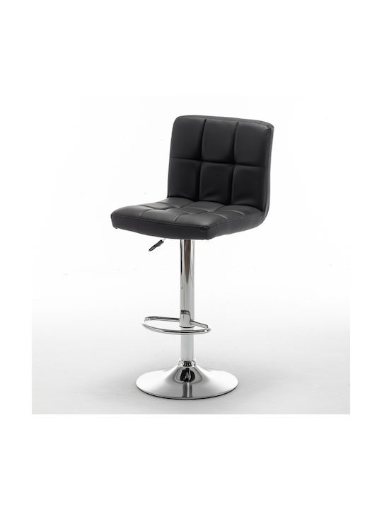 Bar Stool Din with Backrest & Adjustable Height Black 44x50x92cm