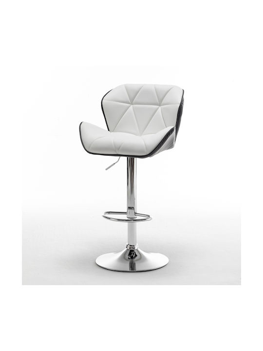 Drash Bar Stool with Backrest & Adjustable Height White 54x52x109cm