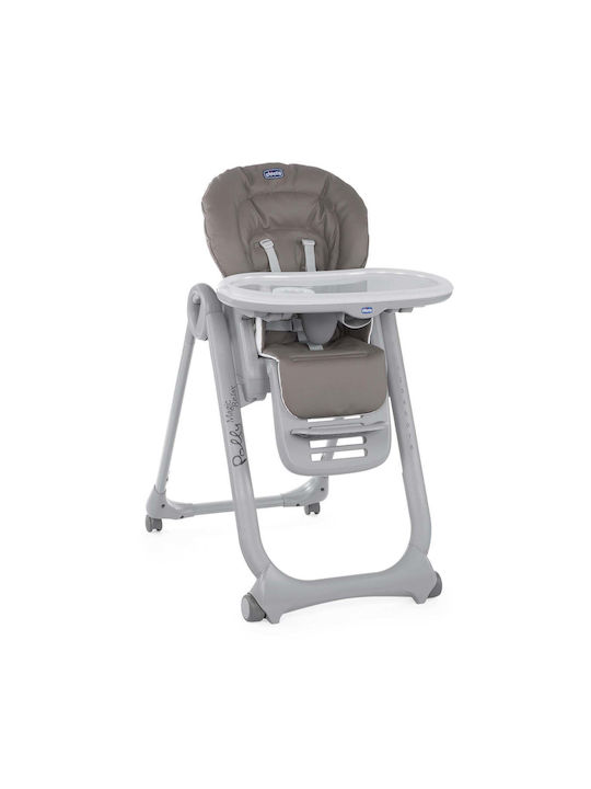 Chicco Polly Magic Foldable Highchair with Metal Frame & Fabric Seat Gray