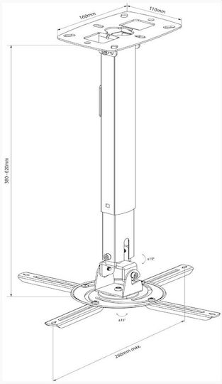 AvLink Projector Mount Ceiling with Maximum Load Capacity of 8kg White