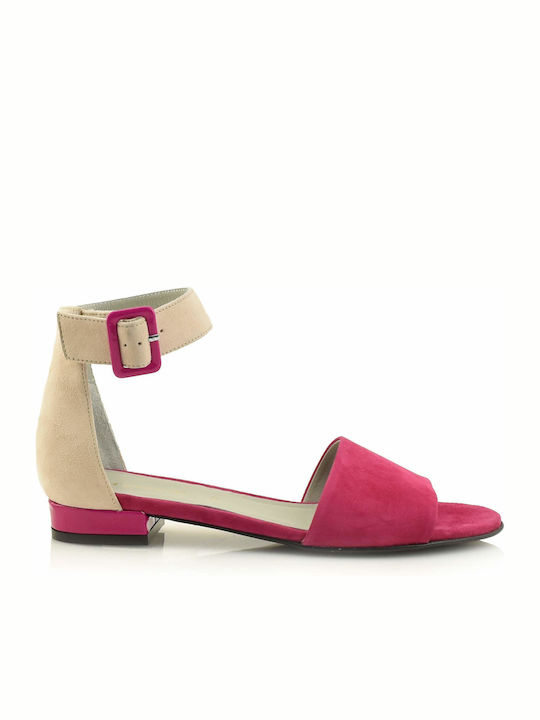 Carmens Leather Women's Flat Sandals in Pink Color