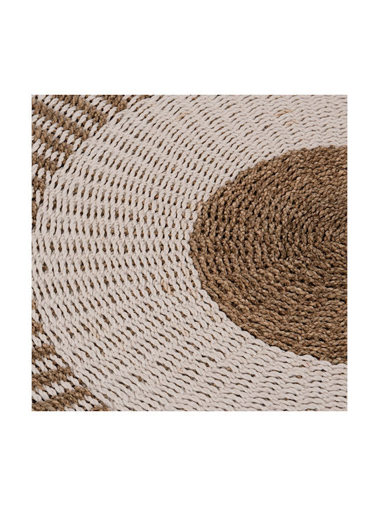 HomeMarkt Kirki Covor Rotund Timp de vară Wicker Alb-Natural