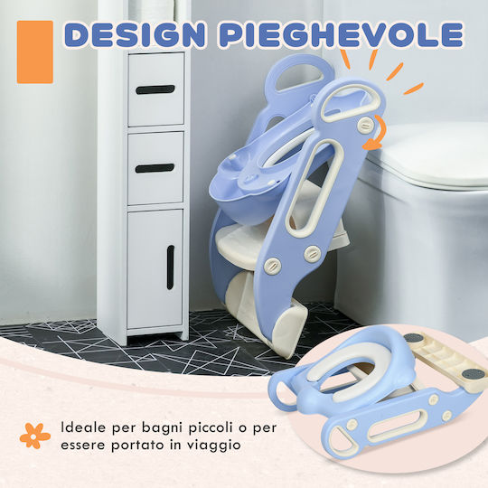 Zonekiz Toddler Toilet Seat With Footrest Handles And Light Blue Cushion