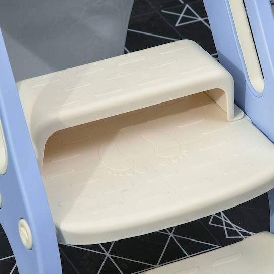 Zonekiz Toddler Toilet Seat With Footrest Handles And Light Blue Cushion