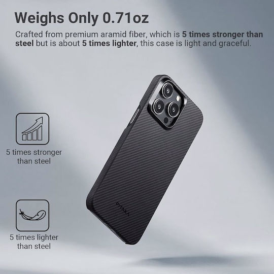Pitaka Magez Back Cover Aramid Fiber 1.2mm Black (iPhone 15 Pro Max)