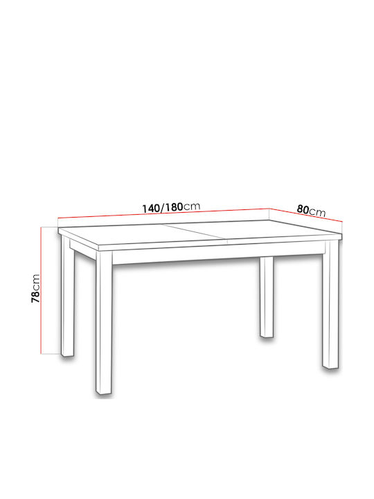 Modern I Table Kitchen Extendable Wooden Walnut 140x80x78cm