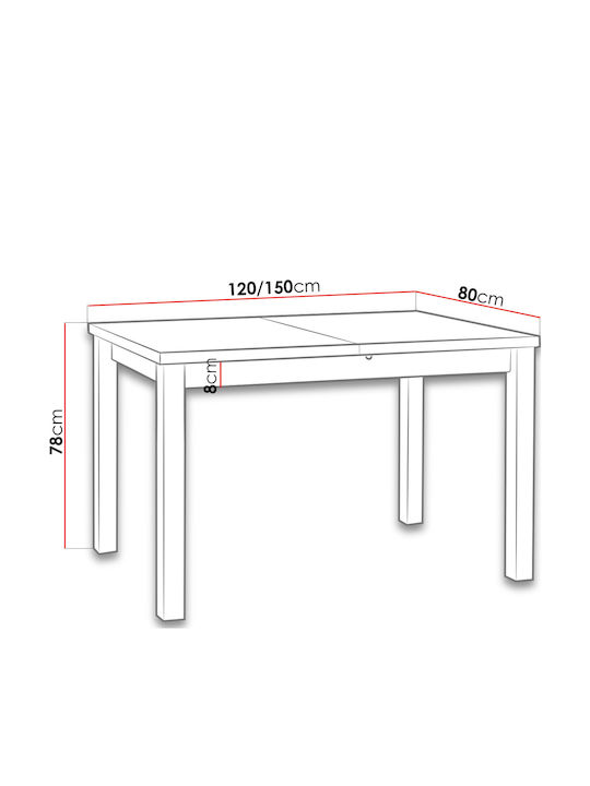 Min V Table Kitchen Extendable Wooden Cherry 120x80x78cm