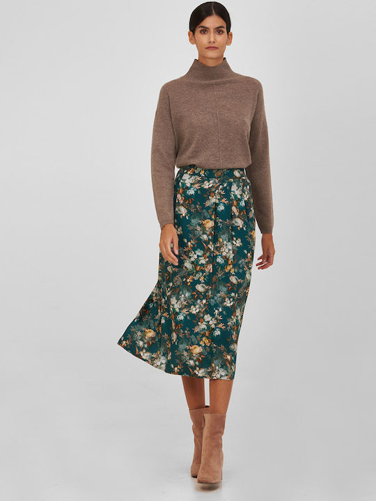 Laura Donini Midi Skirt Floral in Green color