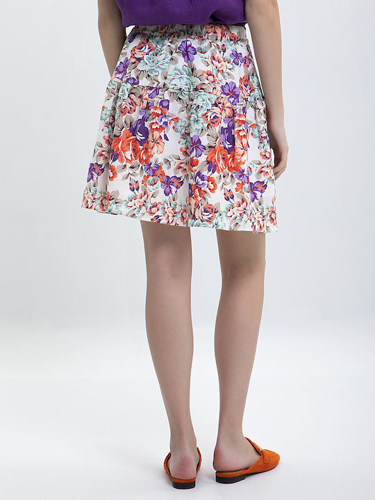 In Linea Firenze Linen Mini Skirt Floral