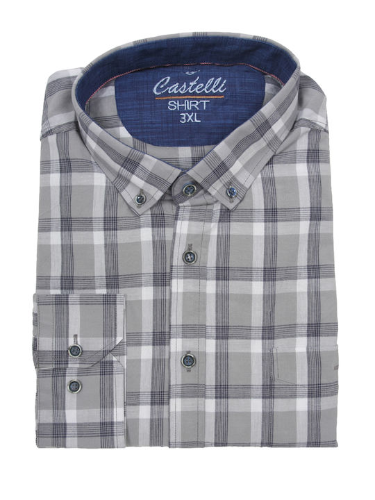 Castelli Men's Shirt Long Sleeve Checked Gray