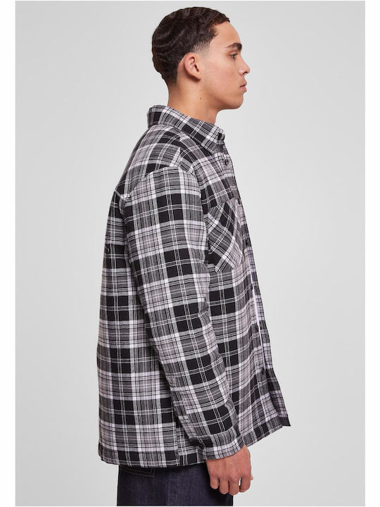 Μακρυμάνικo Overshirt Καρό Μαύρο