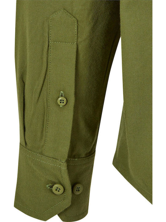 Langärmlig Flanell Hemd Khaki