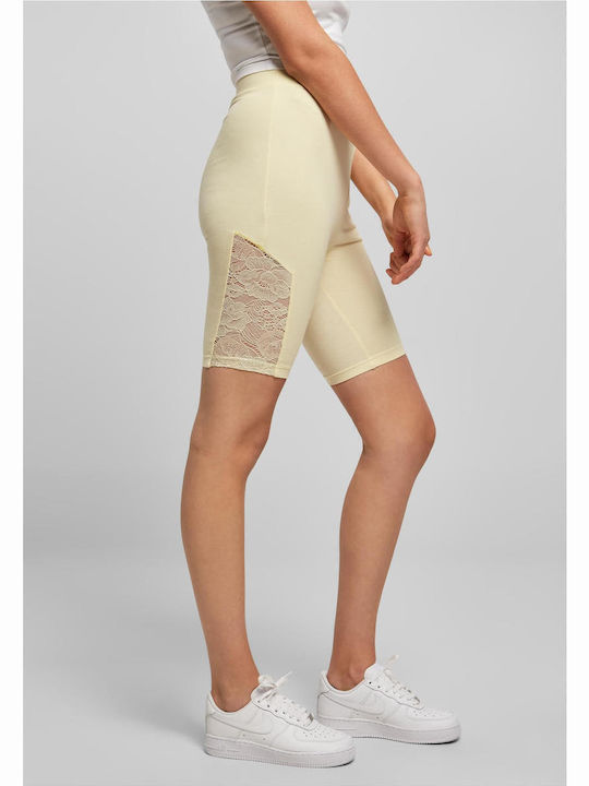 Frauen Kurze Hosen Leggings Hochgeschnitten Gelb