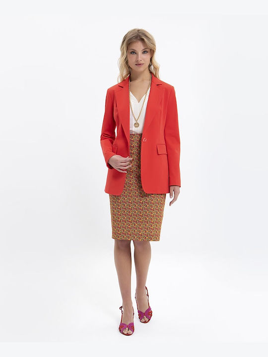 Laura Donini Lung Blazer pentru femei Sacou Portocaliu