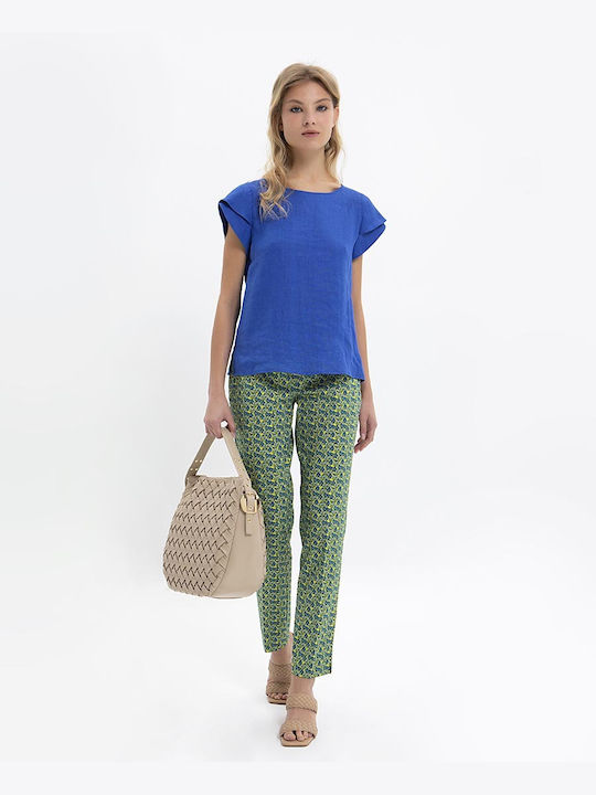 Laura Donini Femei Tesatura Pantaloni Floral Verde