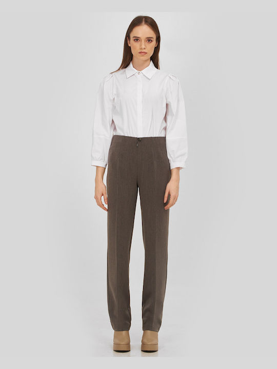 Laura Donini Women's Fabric Trousers in Straight Line Gray