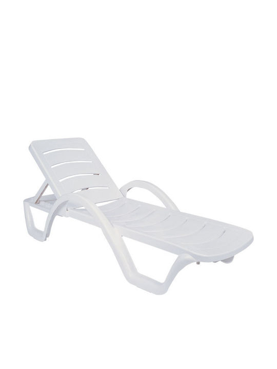 Șezlong Plastic Havana Alb 187x54x30 cm