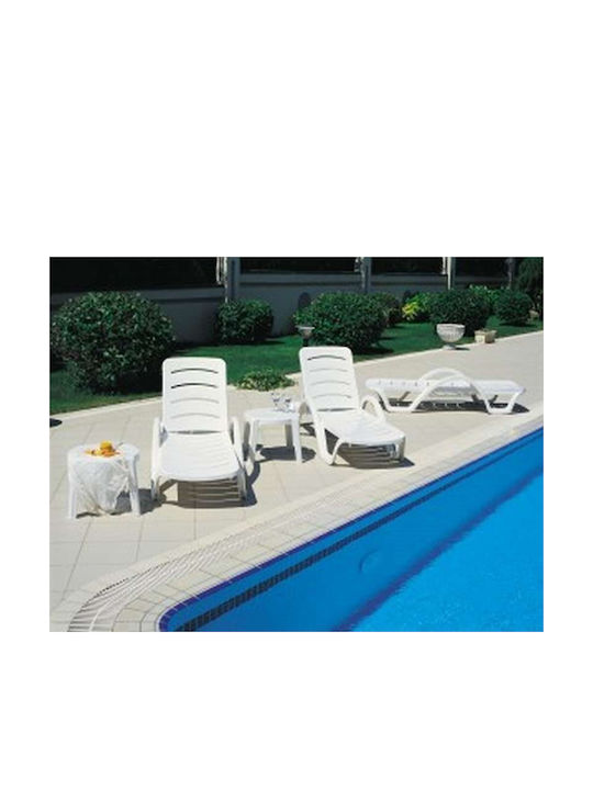 Șezlong Plastic Havana Alb 187x54x30 cm
