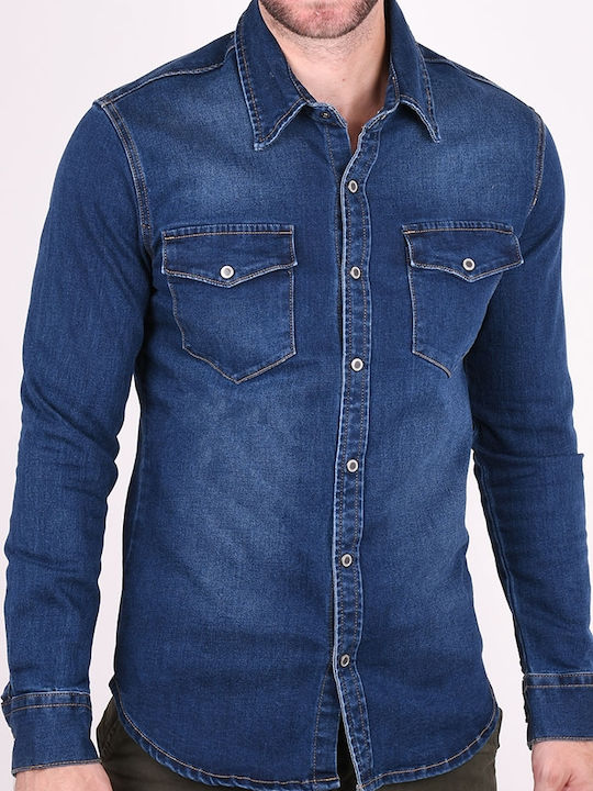 Denim shirt with pockets Blue Blue