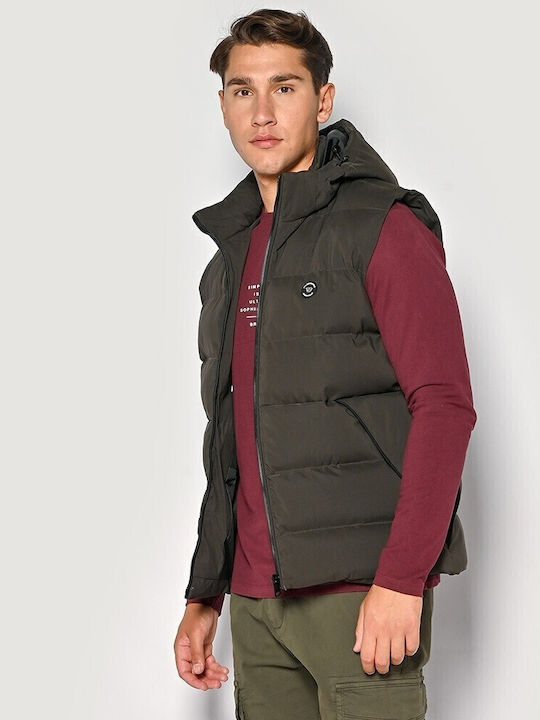 Sleeveless Winter Jacket Puffer Khaki