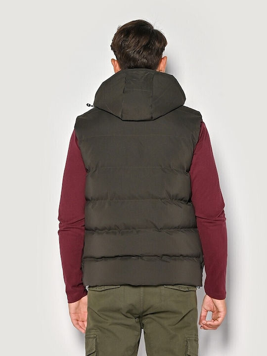 Sleeveless Winter Jacket Puffer Khaki