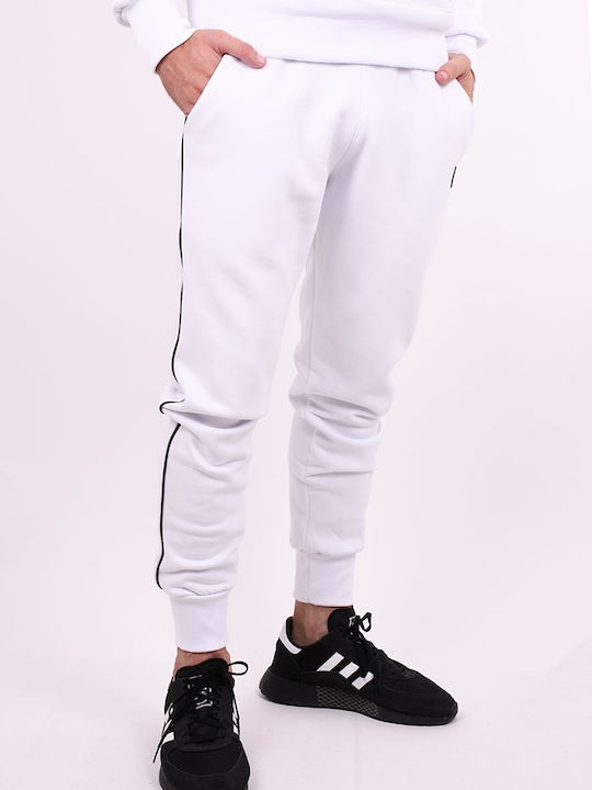 New Wave Men's Sweatpants with Rubber White