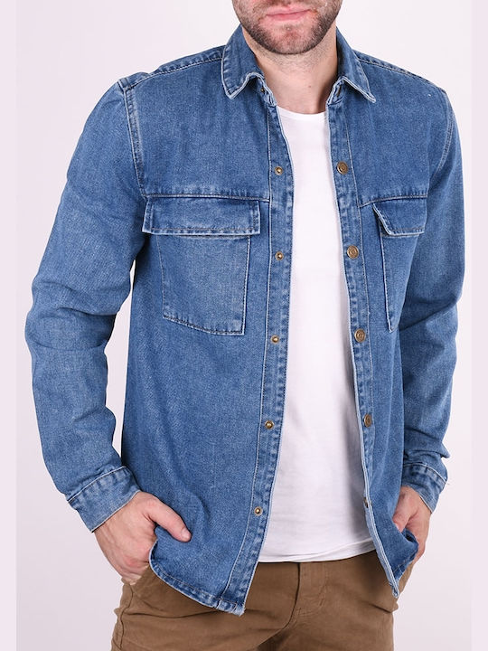 Always Jeans Herrenhemd Overshirt Langärmelig Jeans Blau