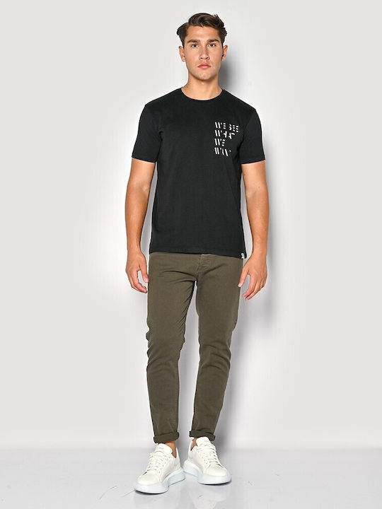 Men's Elastic Jeans Pants With Slim Tapered Fit Dark Oil