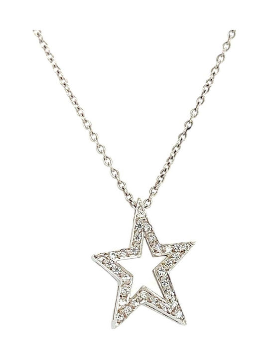 Xryseio Charm Stern aus Weißgold 14K mit Zirkon