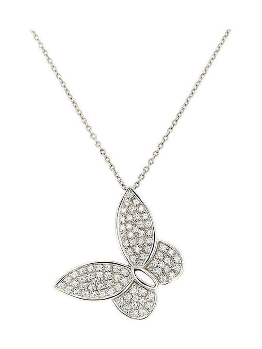 Xryseio Charm Fluture Din Aur Alb 14 Carate Cu Zircon