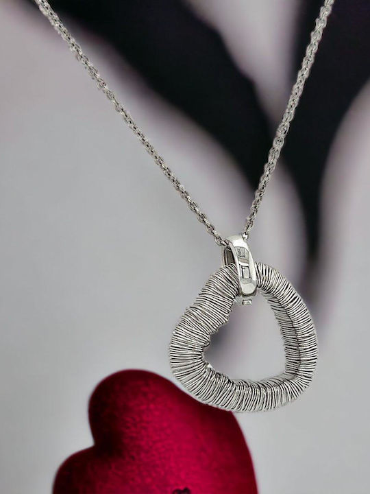 Xryseio Charm Καρδιά από Λευκόχρυσο 14Κ