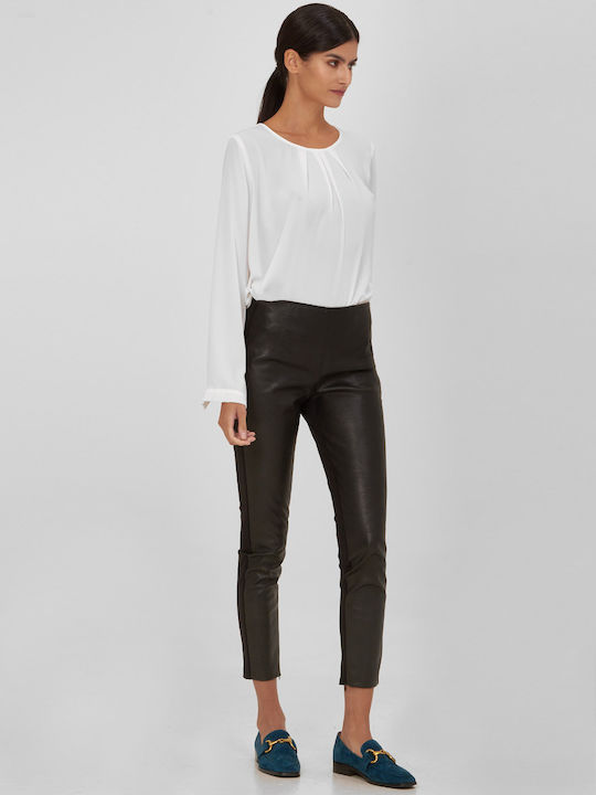 Laura Donini Women's Leather Trousers Black