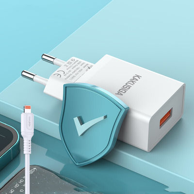 Kakusiga Charger with USB-A Port and Cable Lightning White (KSC-931/WHITE)