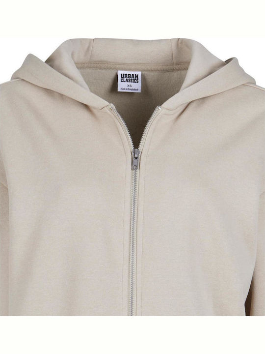 Long Women's Sweatshirt Jacket Beige