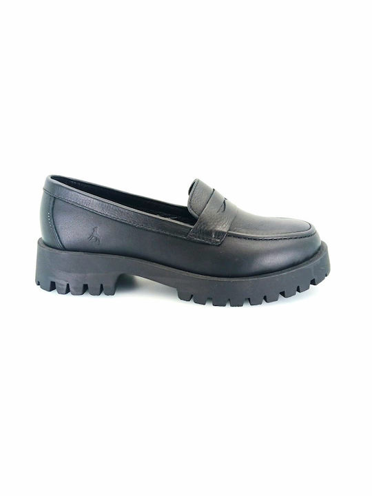 Boxer Leder Damen Loafers in Schwarz Farbe