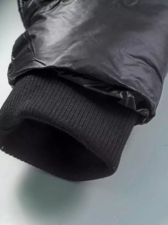 Παιδικό Καπιτονέ Μπουφάν με Κουκούλα Μαύρο