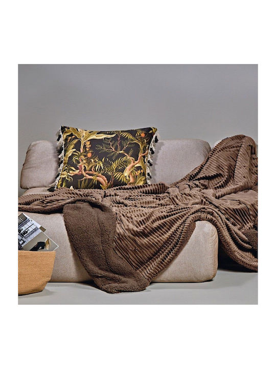 Kentia Spencer Blanket Furry Sofa 130x180cm. 04 Brown