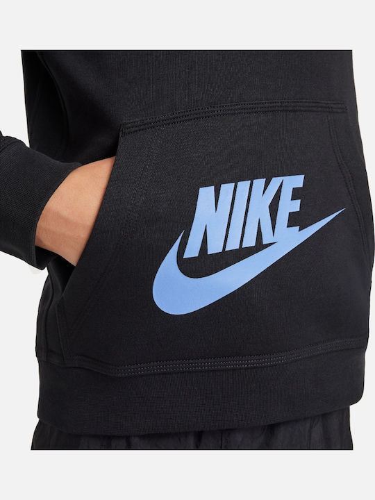 Fleece Kids Sweatshirt with Hood and Pockets Black Nsw