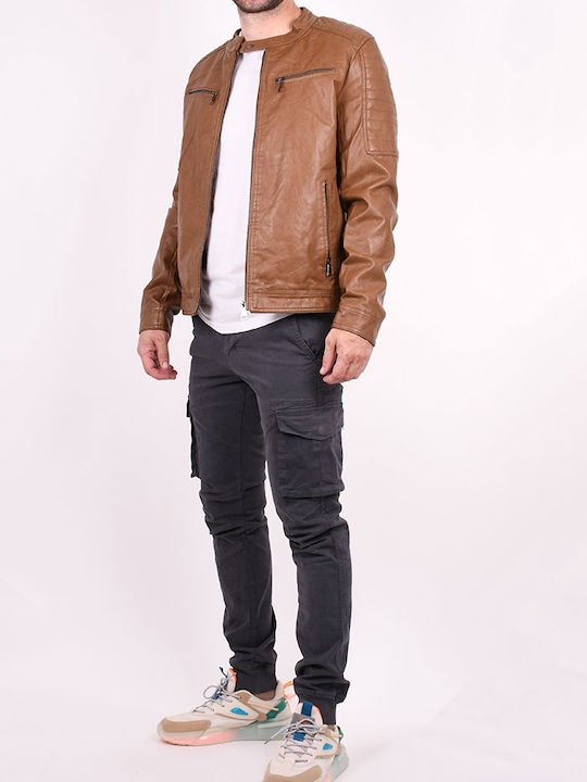Jacke aus Kunstleder Biker Braun