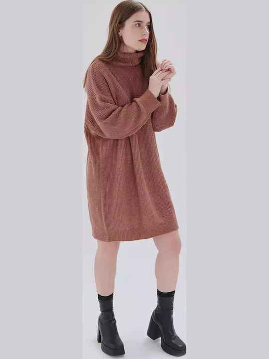 Mini Gestricktes Wickel Kleid Burgundisch