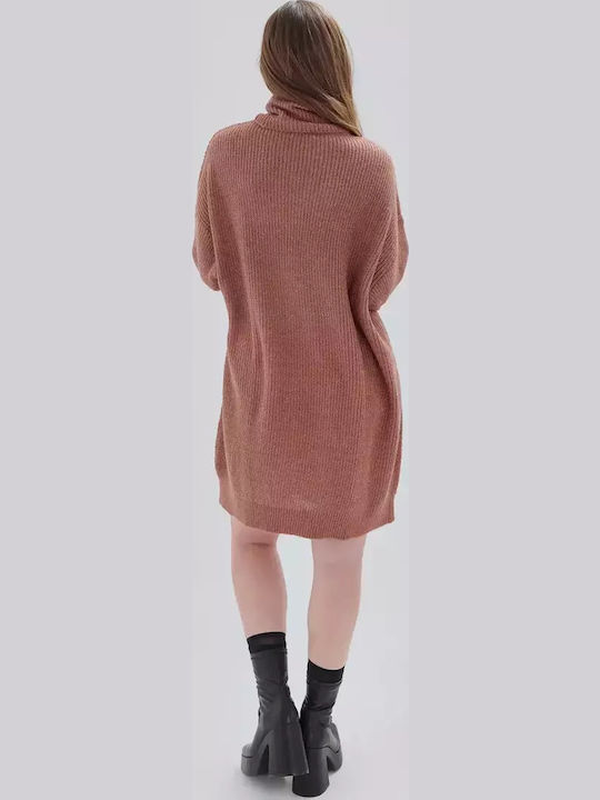 Mini Gestricktes Wickel Kleid Burgundisch