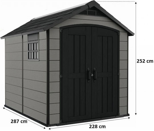Пластмасов Градински Склад Premier 759 с Изолация Дължина 2.28xШирина 2.87xВисочина 2.52m