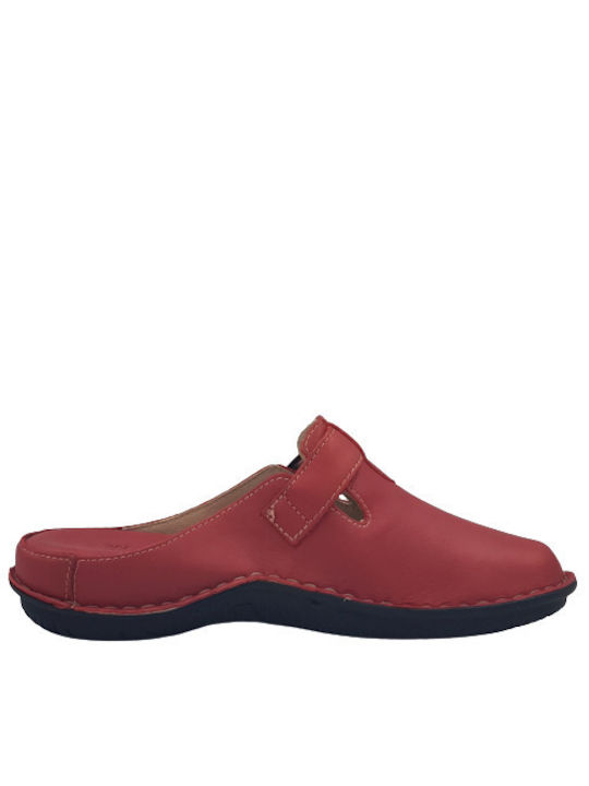 Walk In The City Anatomische Leder Damen Hausschuhe in Rot Farbe