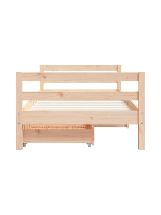 Kids Bed Single with Storage Space Beige for Mattress 80x160cm